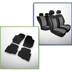 Sæt: gulvmåtter i velour + skræddersyede betræk til Seat Cordoba II Standard Sedan (2002-2008) – Premium grå