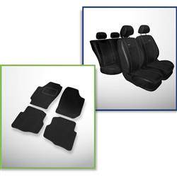Sæt: gulvmåtter i velour + skræddersyede betræk til Seat Cordoba II Standard Sedan (2002-2008) – Premium sort