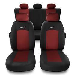 Universelle sædebetræk til biler til Ford Fiesta MK5, MK6, MK7, MK8 (1999-2019) - betræk til sæder - sædeovertræk - Auto-Dekor - Sport Line - rød