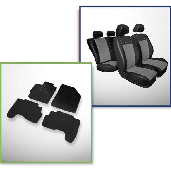 Sæt: gulvmåtter i + skræddersyede betræk til Toyota Yaris II Hatchback, Sedan (2005-2010) – Premium grå | Carmager internetbutik