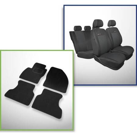 Sæt: gulvmåtter i velour + skræddersyede betræk til Ford Focus II Hatchback, Kombi, Sedan (2005-2010) – Elegance P-3