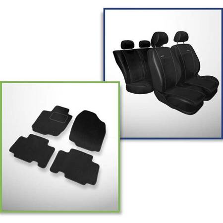 Sæt: gulvmåtter i velour + skræddersyede betræk til Toyota RAV4 III SUV (2006-2012) – Premium sort