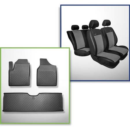 Sæt: måtter TPE + skræddersyede betræk til Seat Alhambra Van (1996-08.2010) - Premium - 5 eller 7 pladser; ingen tredje række